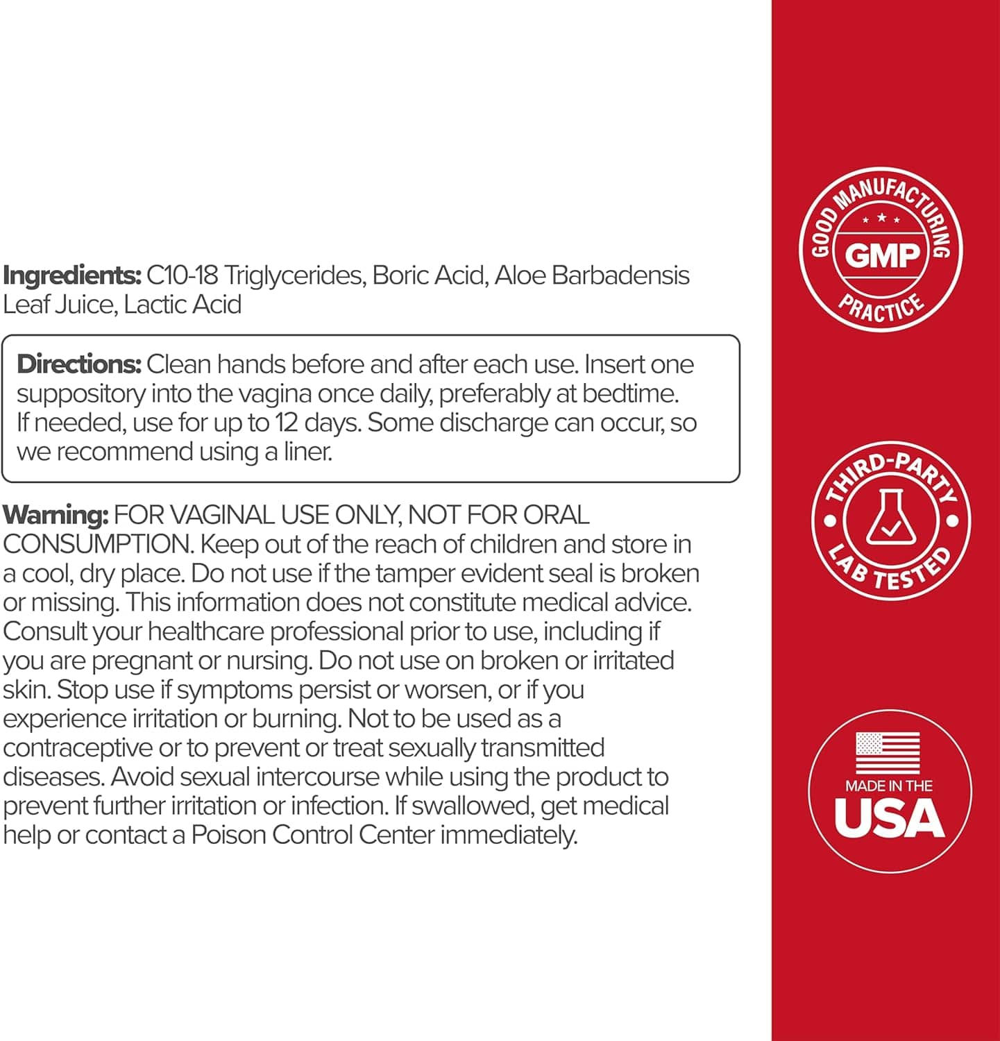 O Positiv URO Boric Acid Vaginal Suppository – with Lactic Acid, and Aloe for Fast Relief and Vaginal Odor Control – Vegan, Free from Parabens, Dyes, and Fragrances – 12 Count (Pack of 1)-HZ