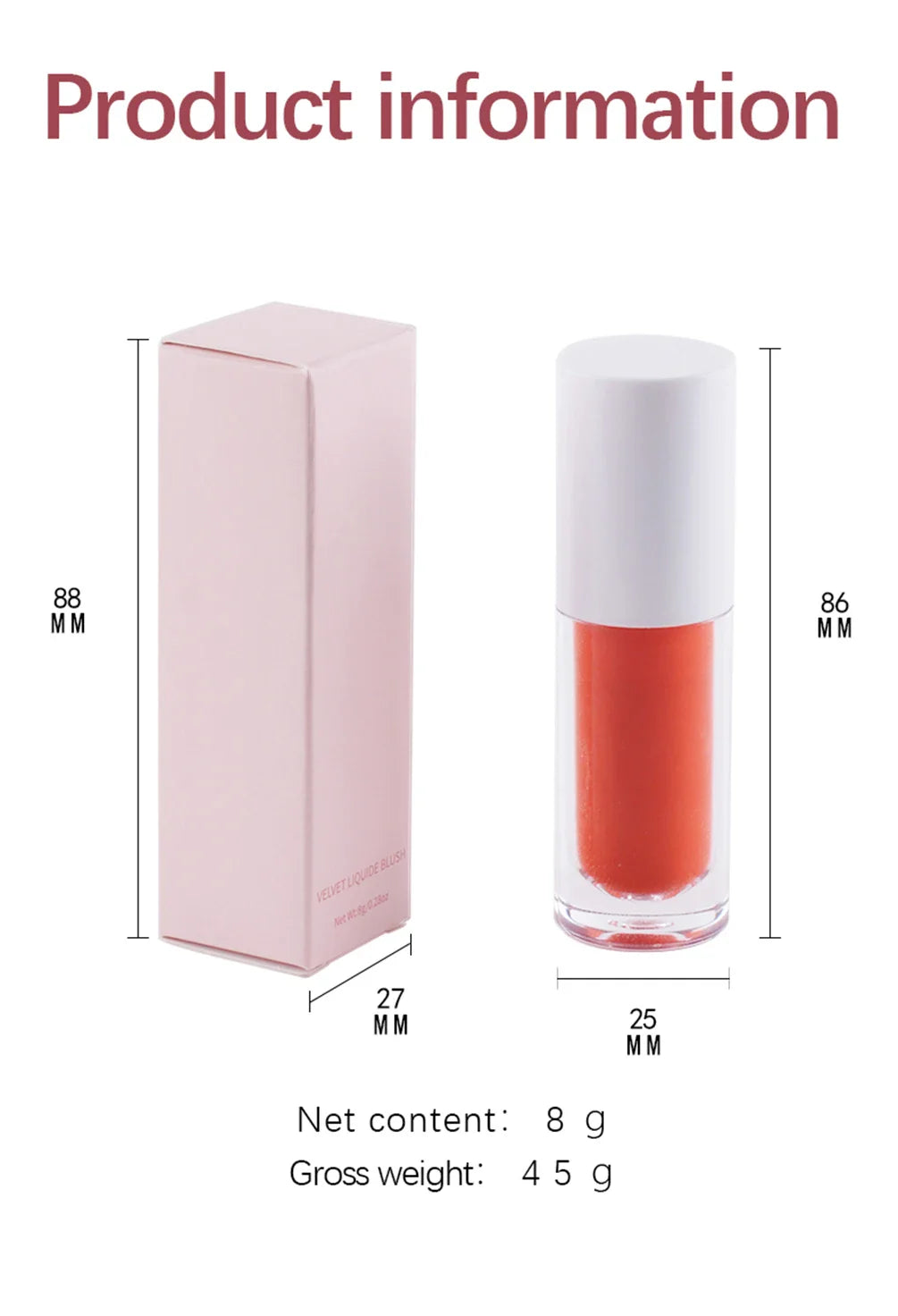 Round Tube White Box Powder Blusher Milk Muticolor Pigment Waterproof Private Label Liquid Blush Custom Bulk Eye Makeup Beauty