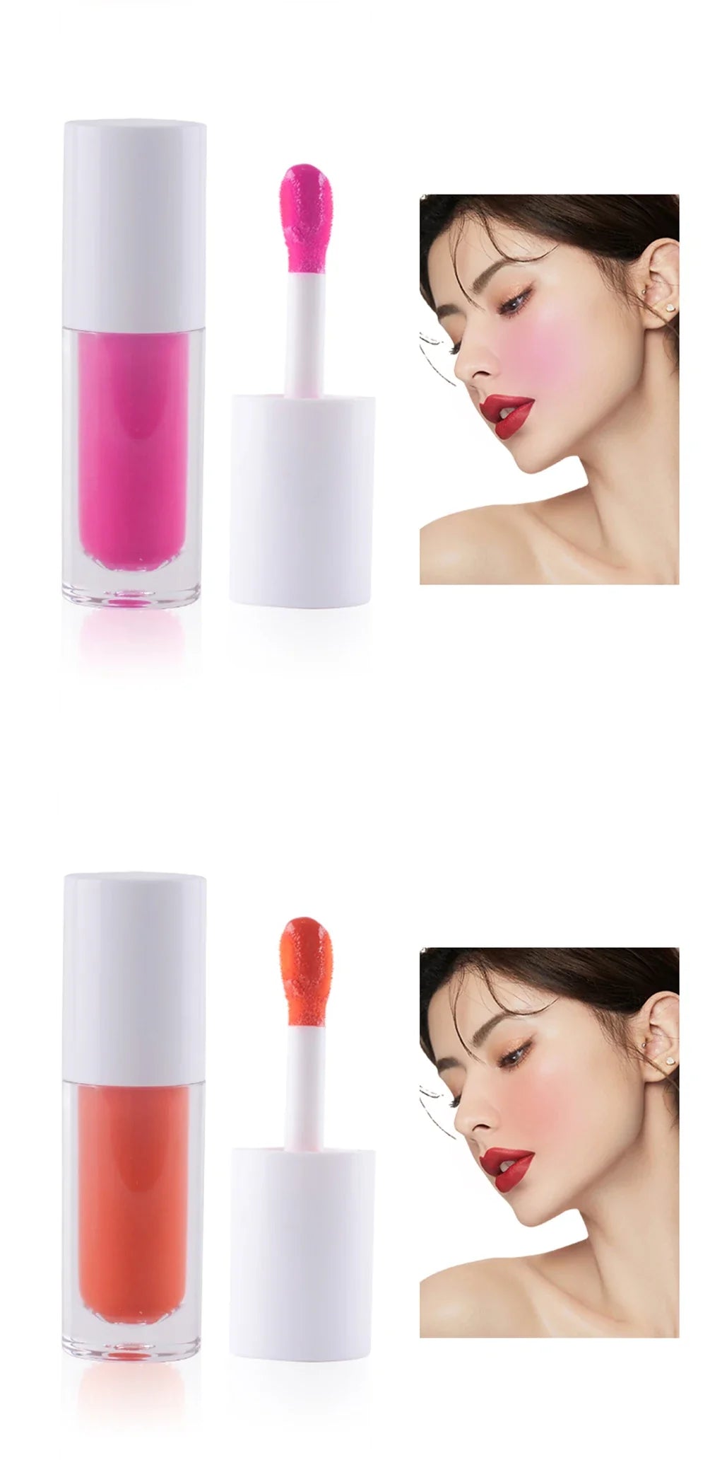 Round Tube White Box Powder Blusher Milk Muticolor Pigment Waterproof Private Label Liquid Blush Custom Bulk Eye Makeup Beauty