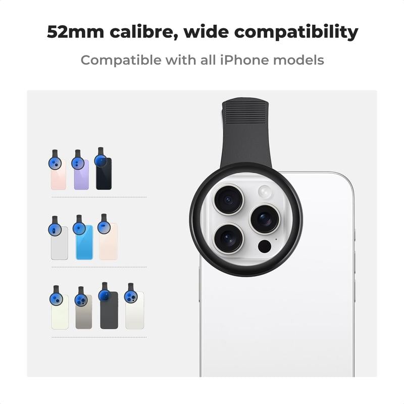 52mm Clip-0n CPL Phone CameraLens Filter Kit, Circular PolarizerPolarizing Filter Compatible with Mostcell phones