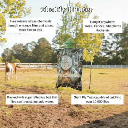 The Fly Hunter - Giant Hanging Bag Trap - Effortless Fly Control
