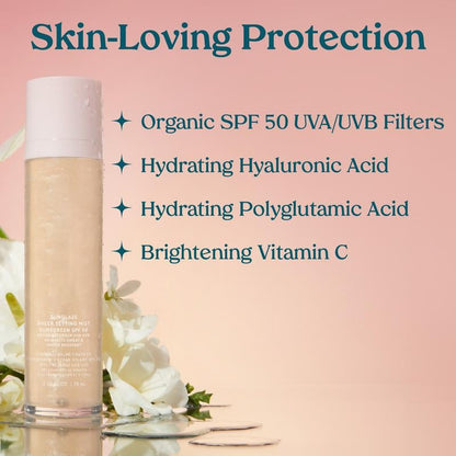 🏆️Sunglaze Setting Mist – Sheer SPF 50 ☀️💦